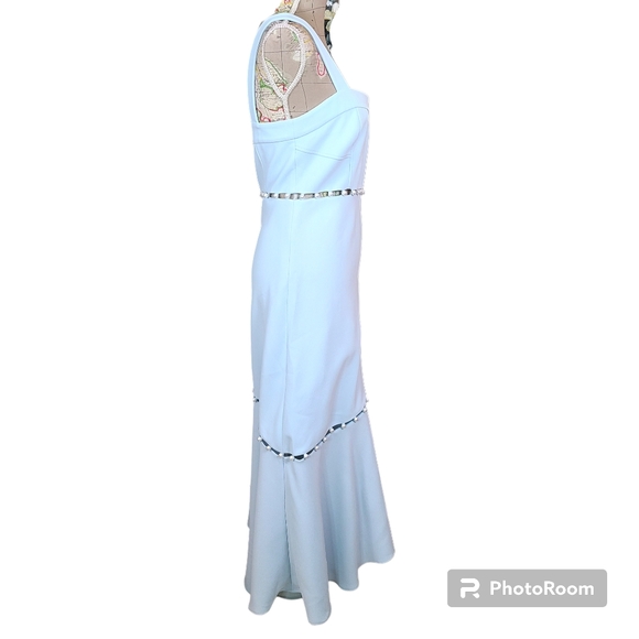 Jonathan Simkhai Size 6 Houston Sky Blue Squareneck Asymmetrical Midi Dress NWT - Picture 11 of 16